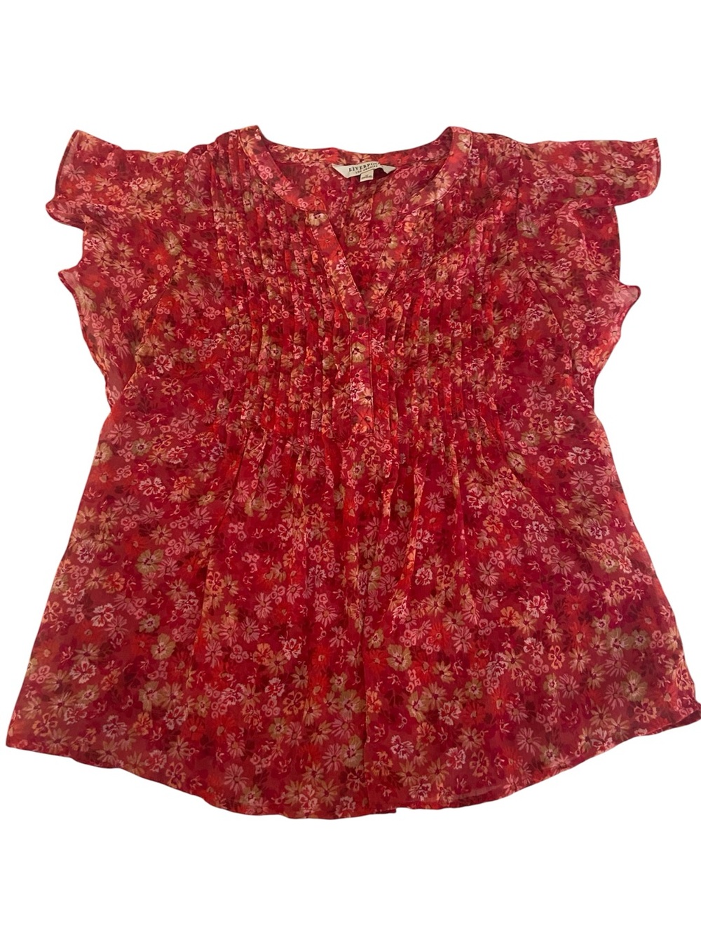 LIVERPOOL LOS ANGELES RED FLORAL BLOUSE SIZE MEDIUM